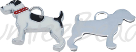 01847 Anhänger hond Nickelfarbe/weiß/Schwarz 18mmx25mmx2mm; loch 4mm 3 stück
