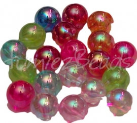 03360 Acryl perle Transparent Mix color AB 10mm; loch 2mm 10gramm