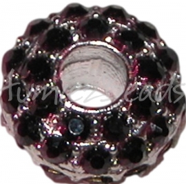 01208 Rondel Rhinestone Metaalkleurig / Zwart 8mmx16mm