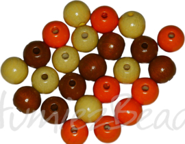 00247 Holz perlen gelakt Mixed farbe 15mm ± 24 Stück
