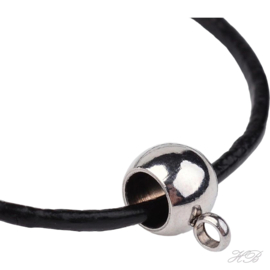 K-0001 Ketting Leerkoord verstelbaar stainless steel Zwart / metaalkleurig 500~760mm 1 stuks