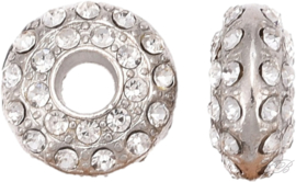 01301 Rondelle Bling Metaalkleurig (Nikkelvrij) / chrystal 16x9mm; gat 5mm 1 stuks