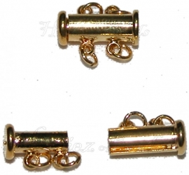 01521 Magnetische Schiebeverschluss 2-rings Goldfarbe 15mmx7mm 1 stück