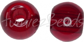 02693 Tsjechische glaskraal Rood 9mmx11,5mm; gat 4mm 5 stuks