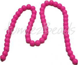 03666 Glaskraal streng ±30cm baking painted Fel roze 8mm 1 streng