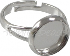 02185 Fingerring  Silberfarbe Ringgröße 17mm; fassungen 14mm 1 stück
