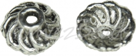 02252 Kralenkapje wave Antiek zilver 11 stuks