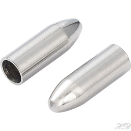 05230 Eindstopper  Metaalkleurig (304 stainless steel)  7,5x2,5mm; gat 2mm 4 stuks