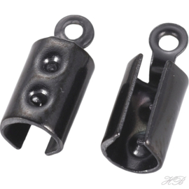 03317 Veterklem  Zwart (304 stainless steel) 10x4mm; gat 1mm 2 stuks