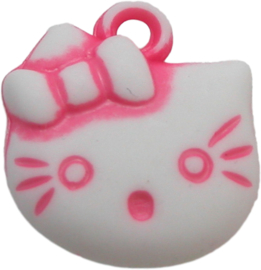 01966 Bedel Hello Kitty acryl Roze/wit 20mmx18mm 6 stuks