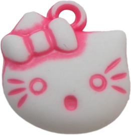 01966 Anhänger Hello Kitty acryl Pink/weiß 20mmx18mm 6 stück