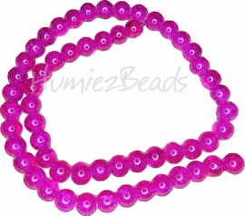 00027 Glaskraal crackle streng ±40cm Fuchsia 8mm 1 streng