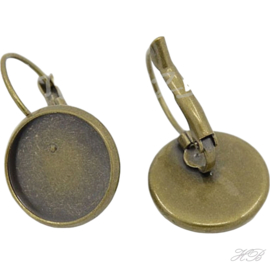 03299 Oorbelhaakjes setting  Antiek brons (Nikkelvrij) 27x16mm; setting 14mm 2 paar