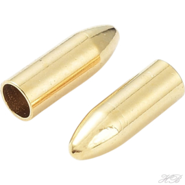 04427 Eindstopper  Goudkleurig (24k) (304 stainless steel)  7,5x2,5mm; gat 2mm 4 stuks
