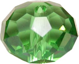 01574 Glaskraal imitatie swarovski Light emerald ab 8mmx10mm 6 stuks