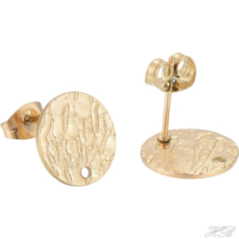 05566 Oorbel  Goudkleurig (18k) (304 stainless steel)  12x1mm; pin 0,7mm; gat 1,4mm 2 paar