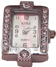 02223 Horloge bling Metaalkleurig/Chrystal 29mmx22mm 1 stuks