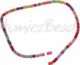 01120 Glaskraal rond streng ±40cm Mix color 4mm 1 streng