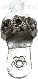 00610 Bedel slipper Antiek zilver (Nikkel vrij) 23mmx10mm 6 stuks