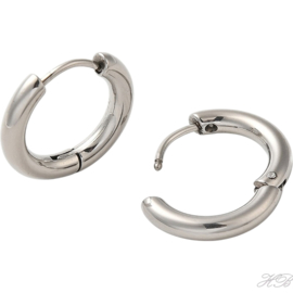 05008 Creool  Metaalkleurig 304 stainless steel  18x3mm; pin 0,9mm 1 paar