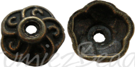 00860 Kralenkap Haakjes Antiek brons (Nikkelvrij) 9mmx3mm 15 stuks