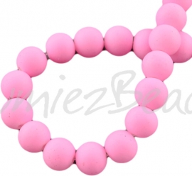 03878 Glaskraal rubberized streng (±25cm) Roze 12mm; gat 1,5mm 1 streng