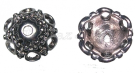 00746 Kralenkap hoed Antiek zilver (Nikkel vrij) 12mmx7mm; gat 1,5mm 7 stuks