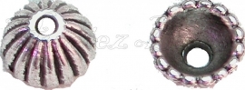 00014 Käppchen riffel Antiksilber (Nickelfrei) 4mmx8mm 11 stück