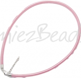 Silk-5004 Seidenkordel Halskette Pink ±45cm (ohne verlängerungskette) 1 stück