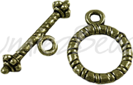 02558 Kapittelslot kroontje Antiek brons (Nikkelvrij) 16,5mmx13mm; staafje 20mmx6mm; gat 2mm 6 stuks
