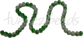 03657 Glaskraal streng (±30cm) double color Groen/wit 8mm 1 streng