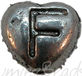 Mixed 2 Letterkraal hart  Antiek zilver 9mmx7mm 1236 stuks