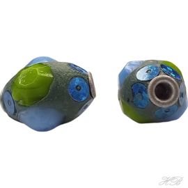 05342 Indonesische kraal  Groen  20x18mm; gat 3mm 1 stuks