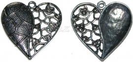 01479 Hanger hart Antiek zilver (nikkelvrij) 2 stuks