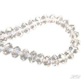 05433 Glaskraal streng (±40cm) rondel (±200pcs) Chrystal 2x2,5mm; gat 0,8mm 1 streng