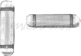 02821 Tsjechische glaskraal Transparant 25mmx6mm; 2 gaats van links naar rechts 3 stuks