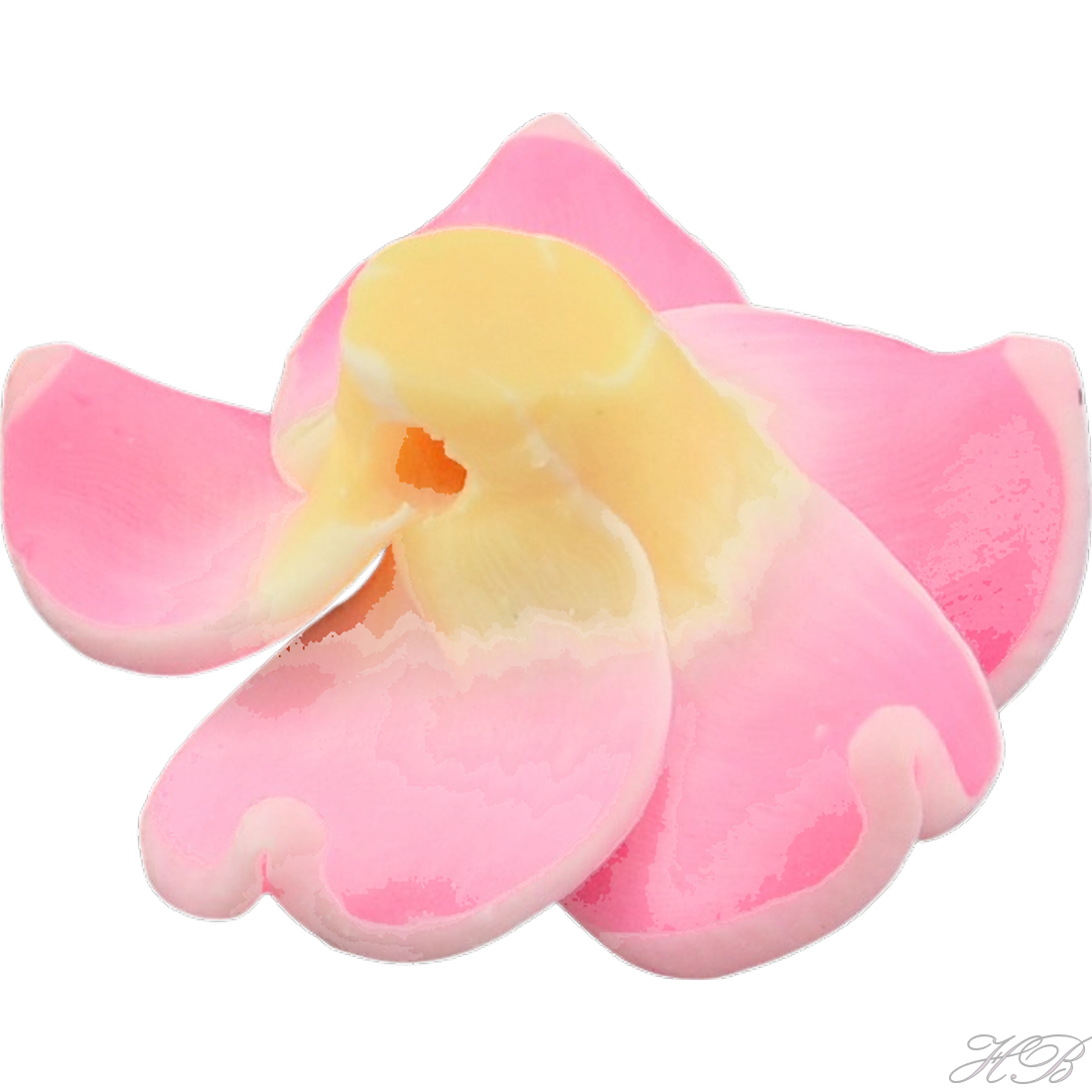 05416 Fimokraal Bloem Pink   15x8mm; gat 2mm 5 stuks