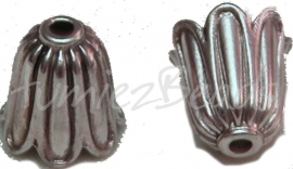 00625 Eindkap bloem Antiek zilver (Nikkel vrij) 10mmx10mm 4 stuks