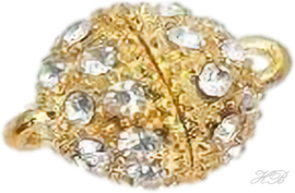 01059 Magneetslot Bling Antiek goud(Nikkel vrij)/chrystal 15x10mm; oogje 1,5mm 1 stuks
