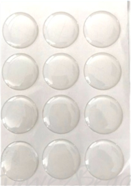 EPOX-0001 Epoxy dot stickers rond (Plak cabochon) Transparant 25mm 1 vel (12 cabochons)