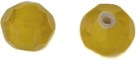 00356 Glasperlen Facet geslepen met witte kern Transparent Gelb 8mmx9mm; loch 1mm  4 Stück