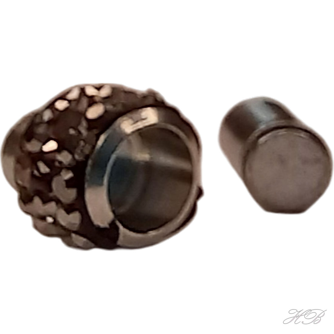 00777 Magneetslot Bling Metaalkleurig (Nikkel vrij)/Hematite   14x9mm; gat 4mm 1 stuks