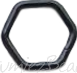 04129 Ringetjes 6-hoekig Zwart (Nikkelvrij) 7mmx0,7mm ±50 stuks