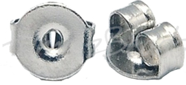 02199 Oorbelachterkantjes (304 Stainless steel) Metaalkleurig 5mmx4mmx2.5mm; gat 0,8mm 20 stuks
