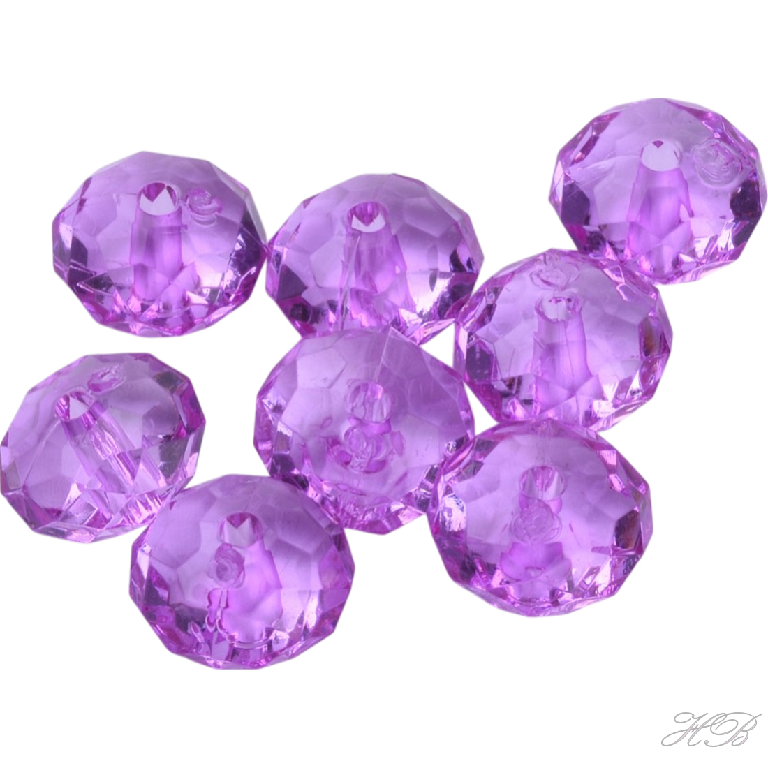02680 Acrylkraal Rondel facet transparant  Fuchsia 8x5mm; gat 1,4mm ±8 gram