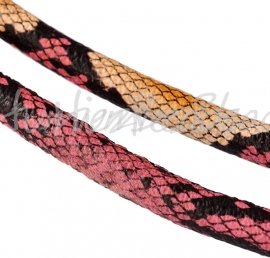 LK-6011 Imitation lederschnur gestikt Indianenrood/beige 6mm 1 meter