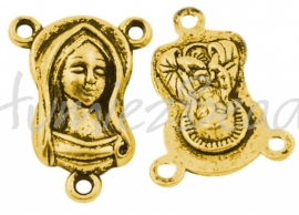 01583 Tussenstuk religieus Antiek goud (Nikkelvrij) 20mmx15mm 4 stuks