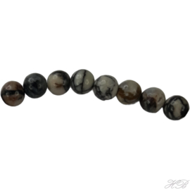 05061 Natuursteen streng (±30cm) Gemstone Zwart/grijs 6mm; gat 1mm 1 streng