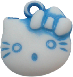 01957 Bedel Hello Kitty acryl Blauw/wit 20mmx18mm 6 stuks