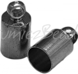 01841 Eindkap glad Zwart 10mmx5mm; gat 4mm 4 stuks